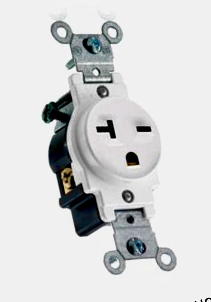 20 AMP WHITE Spec/COMMERCIAL Single Outlet Receptacle NEMA 6-20  **SHIPS FREE**