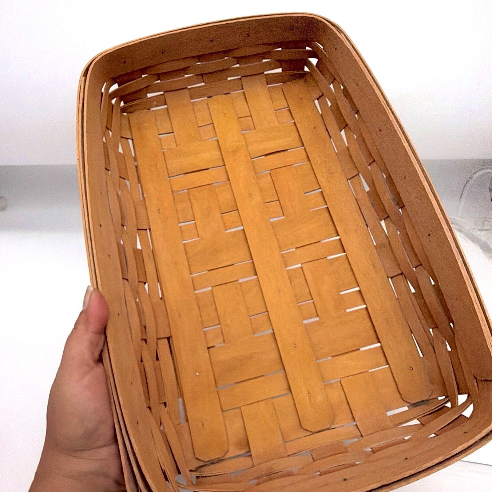 Vtg 1998 Longaberger Rectangular Woven Wood Bread Basket w/ liner