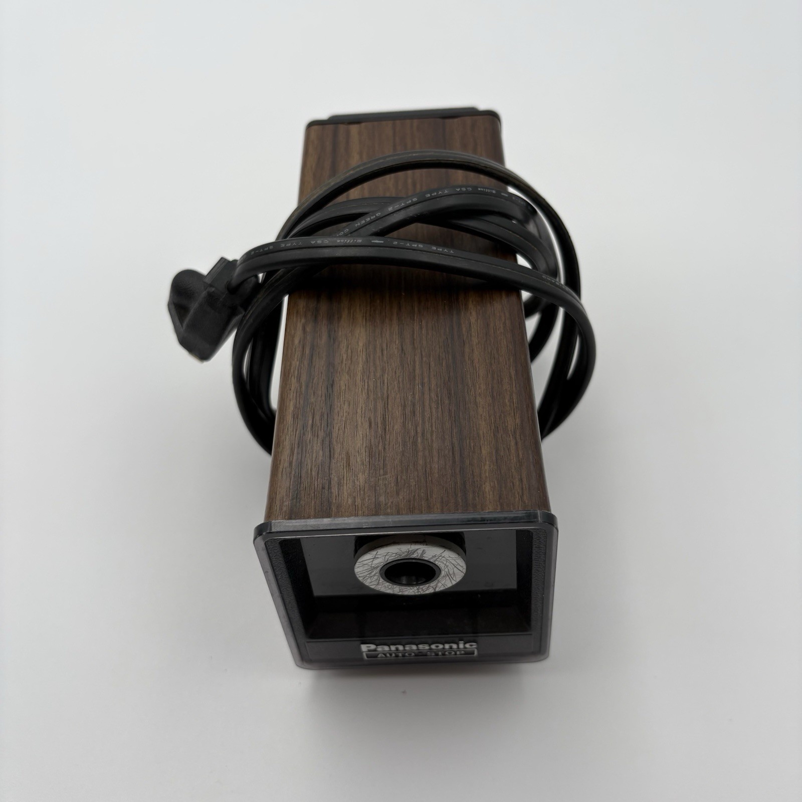 Vintage Panasonic KP-77 Electric Pencil Sharpener Auto-Stop Wood Grain Japan