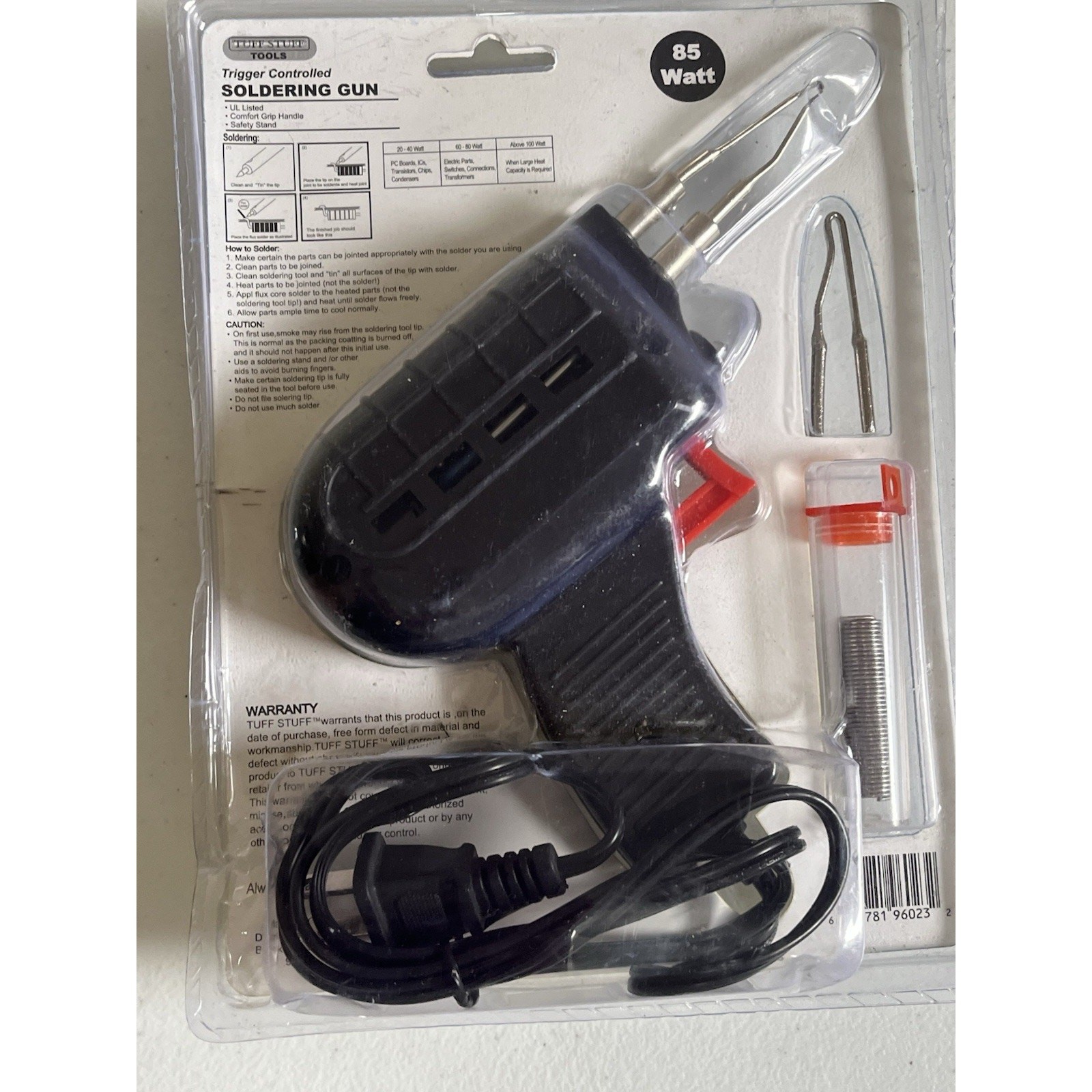 New Tuff Stuff Tools 85 Watt Trigger Controlled Soldering Gun Kit sealed package