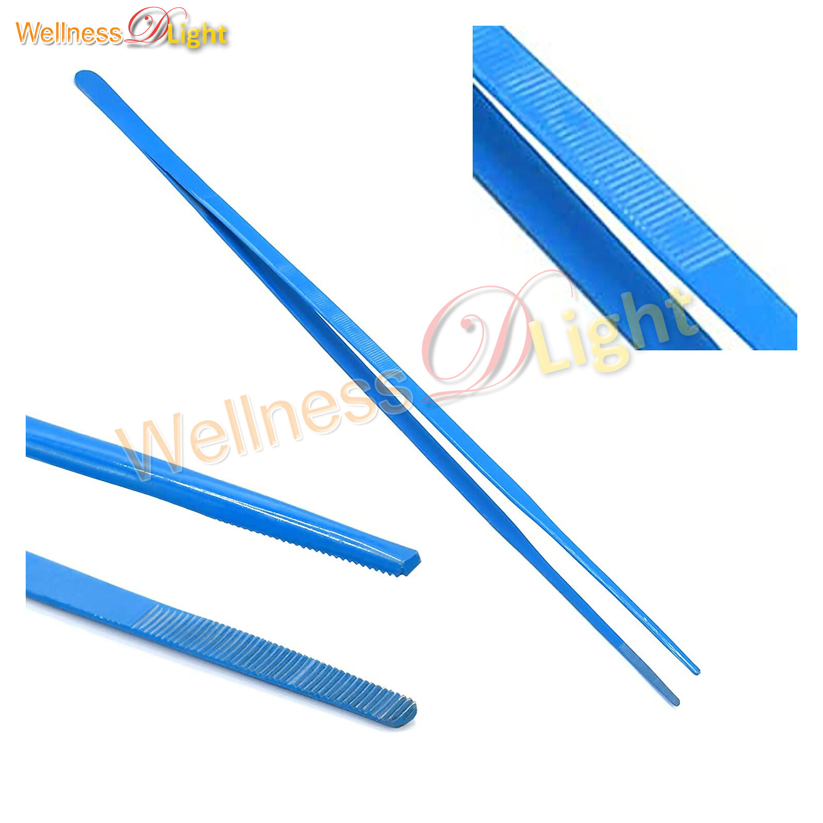 24" Extra Long Straight Aquarium Tweezers, Feeding Tongs, Stainless Steel Blue