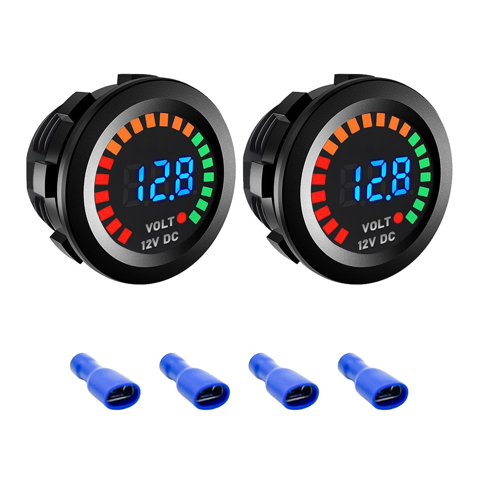Sylvil 2 PCS Waterproof Voltmeter for Car, DC 12V LED Digital 2 PCS,