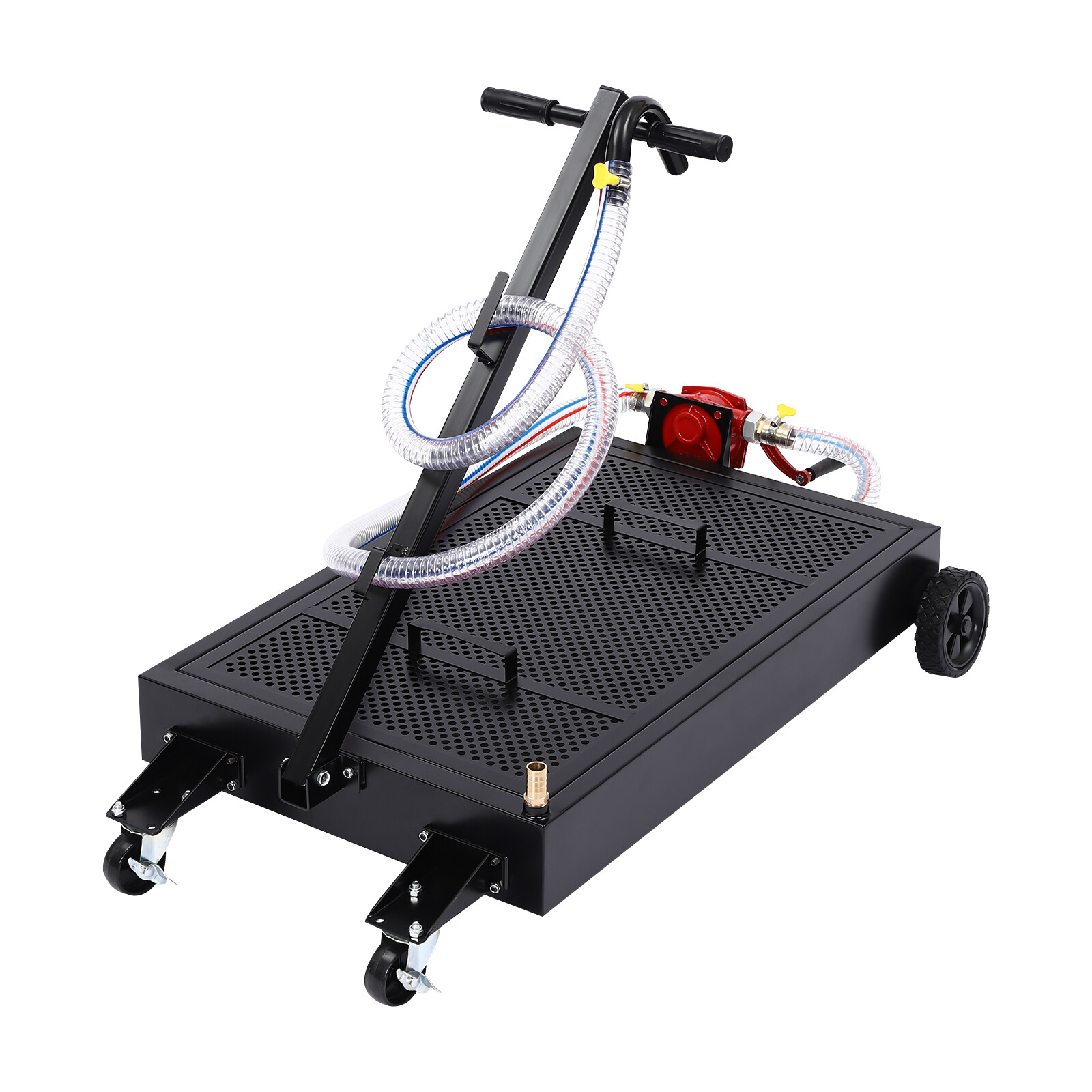 Oil Drain Pan 15 Gallon Oil Drain Tank Oil Change Pan with Manual Rotary Pump