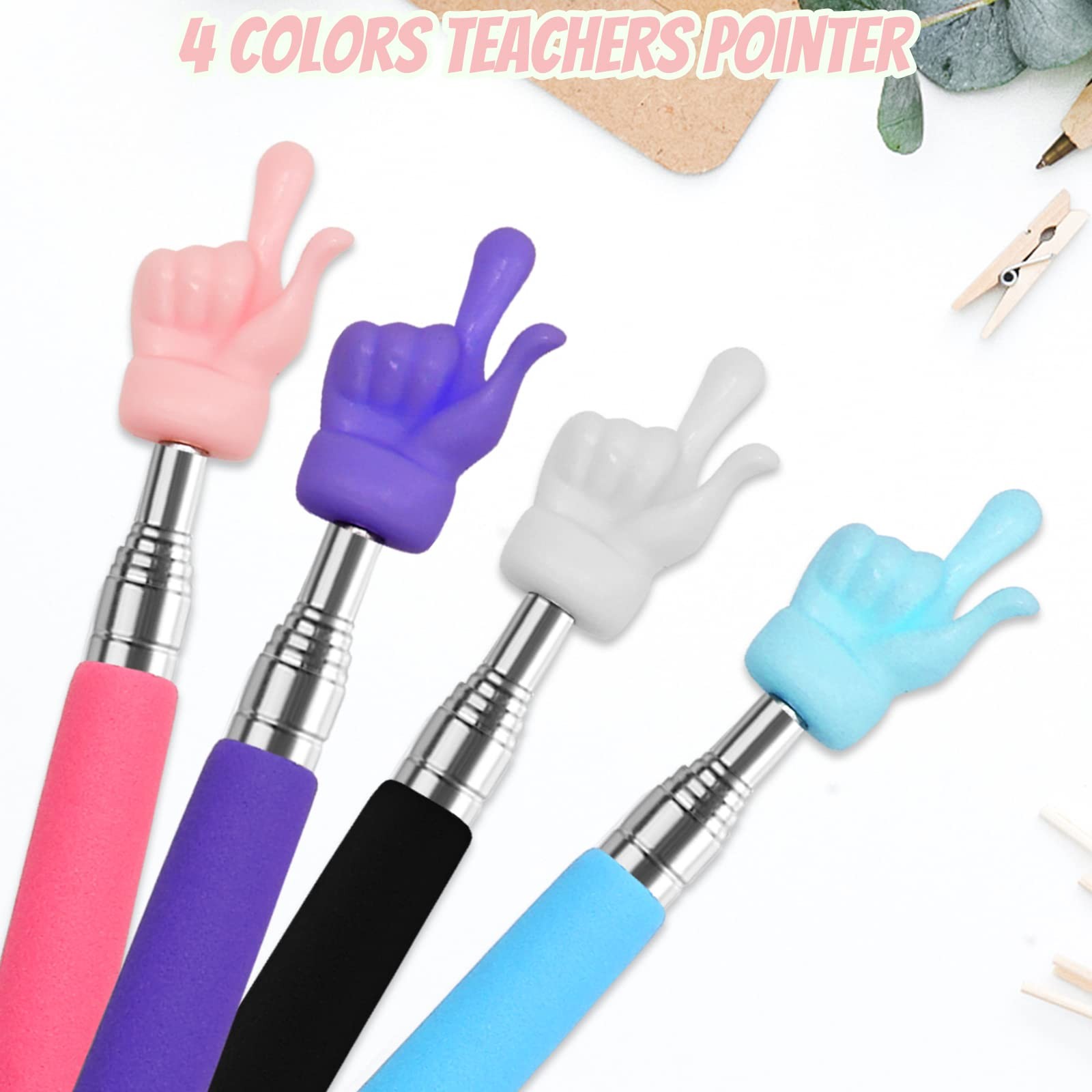 4Pcs Telescopic Teachers Pointer, Mini Extendable Hand Pointer Finger Pointer...