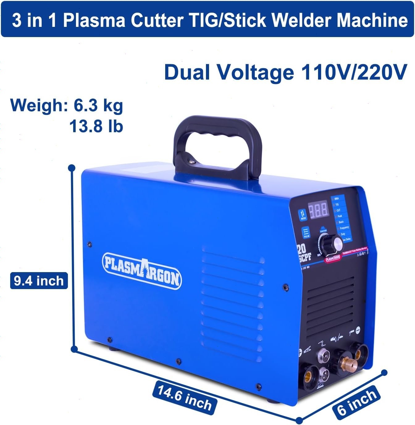 520TSCPF 3-IN-1 110V/220V Plasma Cutter Welder Machine HF 50A CUT/200A TIG/MMA