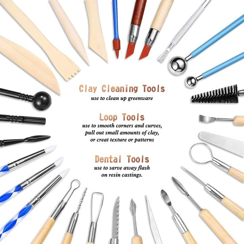 61Pcs Pottery Ceramic Tools & Polymer Clay Sculpting Tools Set for Pottery Model