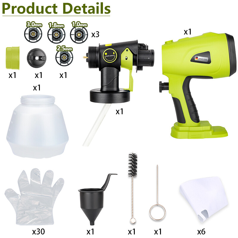 Paint Sprayer for Ryobi One+ 18V Battery w/1000ML Large Container Even Coverage