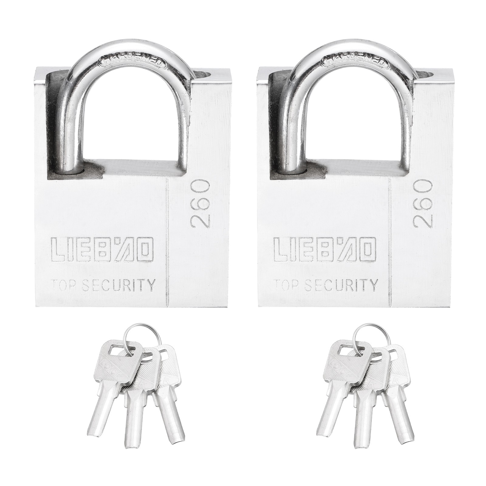 2Pcs High Security Steel Shrouded Padlock with 3 Key, Silver (2-1/4 Inch)