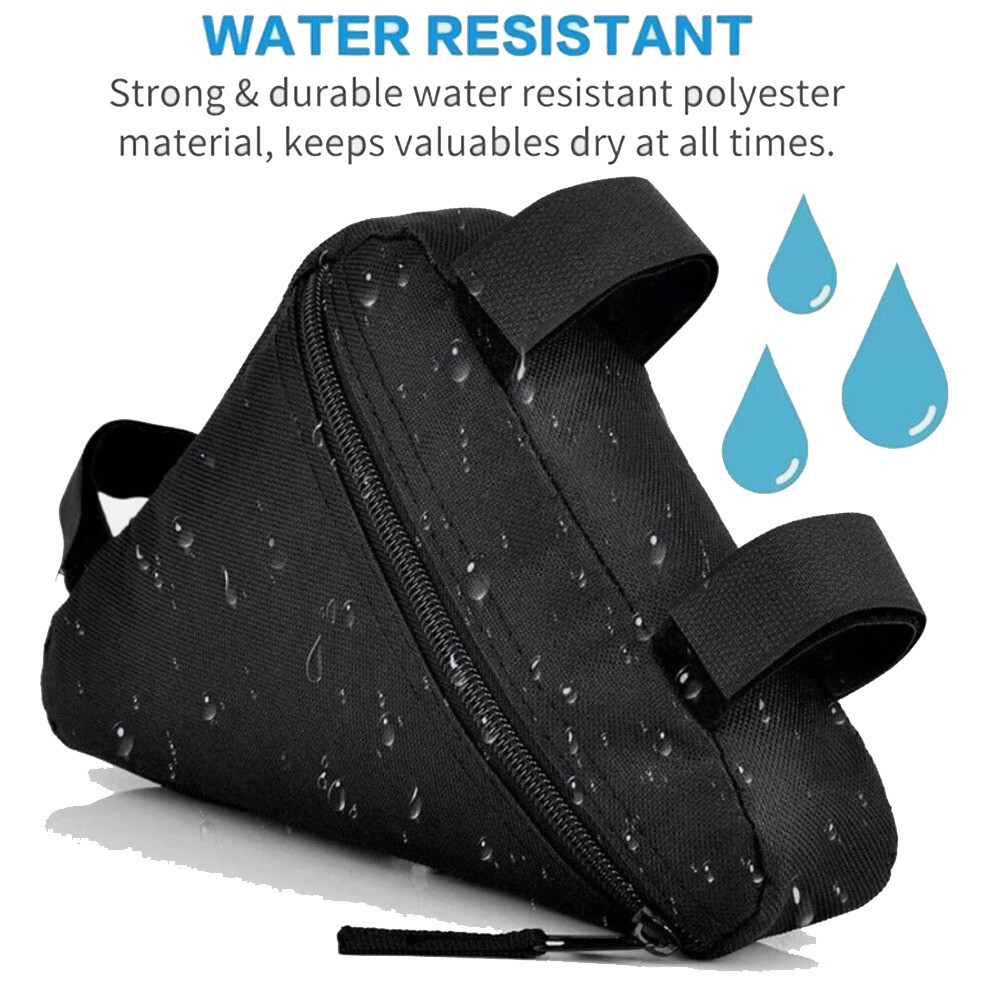 Triangle Saddle Frame Bike Bag Bicycle Storage Adjustable Cycling Pouch Black
