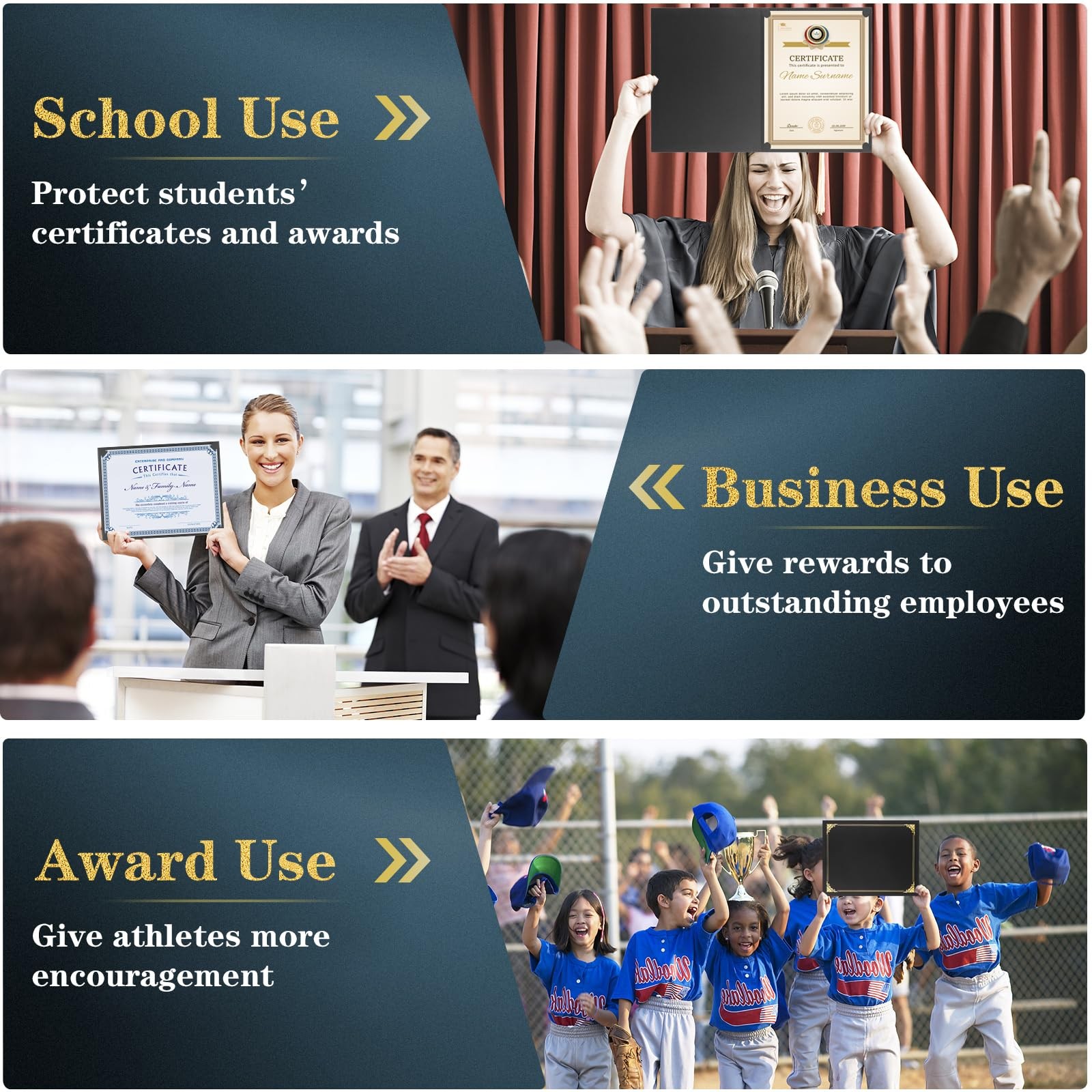 10 Packs Certificate Holders, Black Certificate Covers, Diploma Holders, Cert...