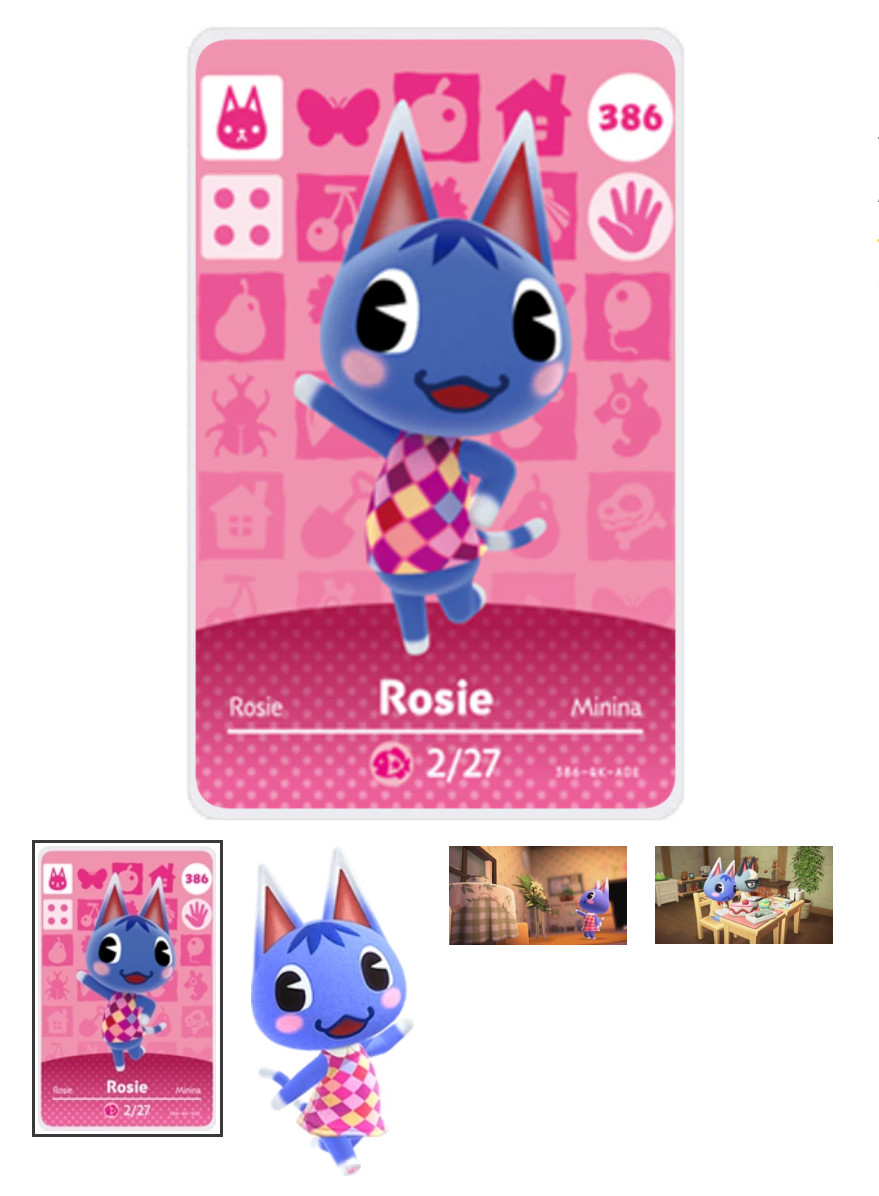 Rosie #386: Animal Crossing Amiibo Nintendo MINI card - QUICK SHIPPING