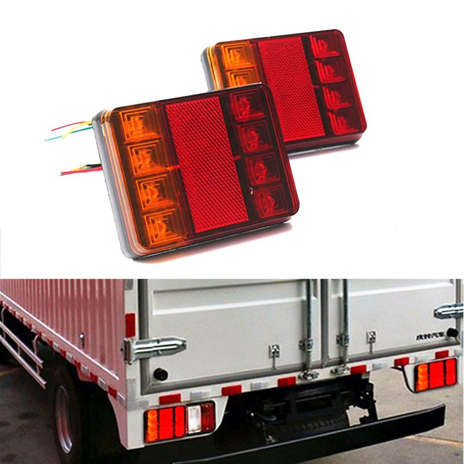 3 in 1 Trailer Tail Light Fuction Brake Indicator Light 8-LED for Trailer, Tr...