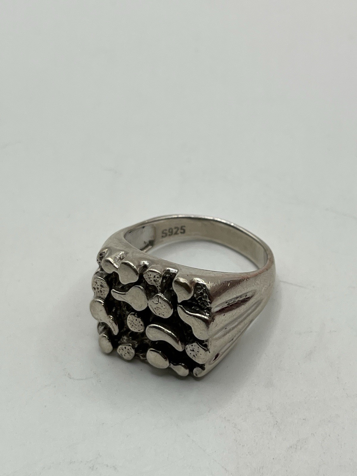 Men’s Sterling Nugget Ring. 10 Grams. Size 11.5 Pre-owned. Light Scratches Wear