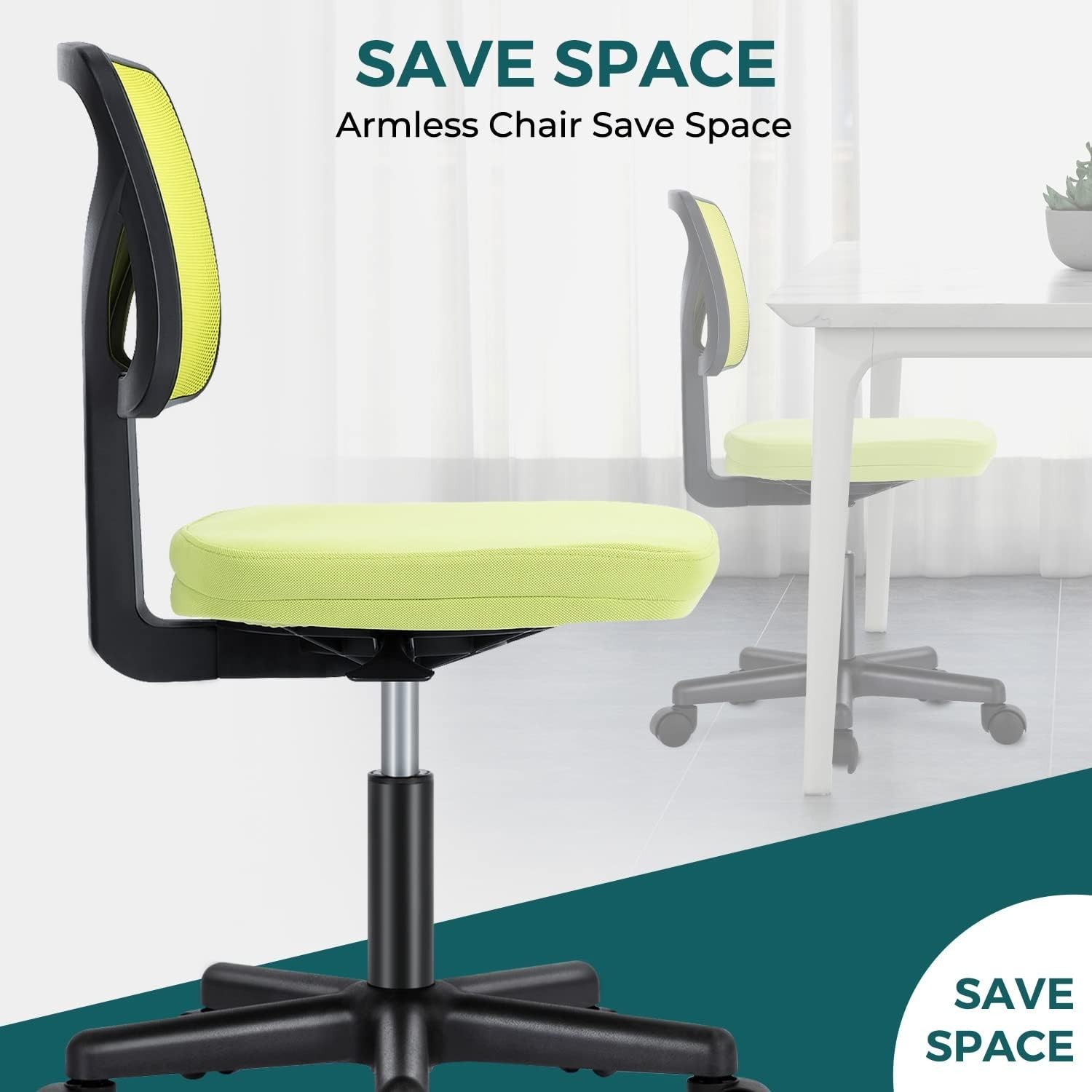 Compact Rolling Task Chair with Breathable Mesh Back - Perfect for Home Offices