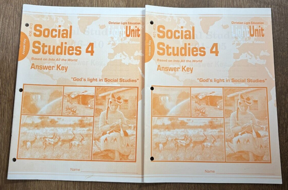 Christian Light Education Social Studies 4 Answer Keys, Sunrise Edition