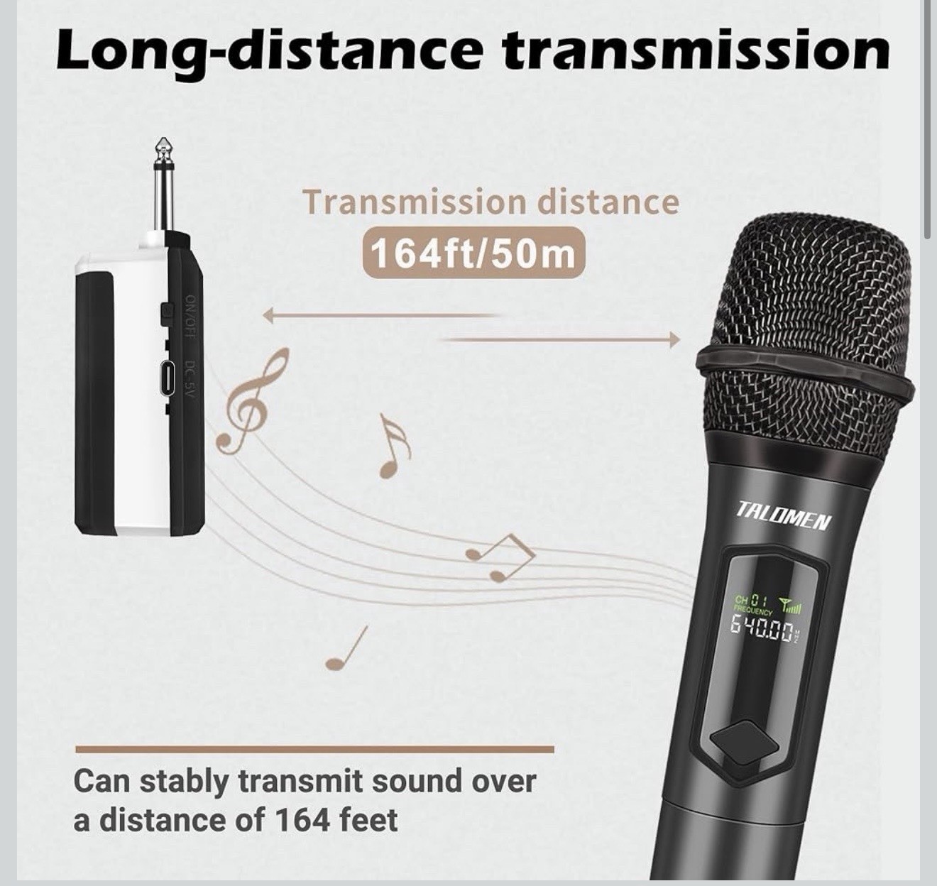 Wireless Microphone Professional Dual Handheld Cordless Dynamic Mic System