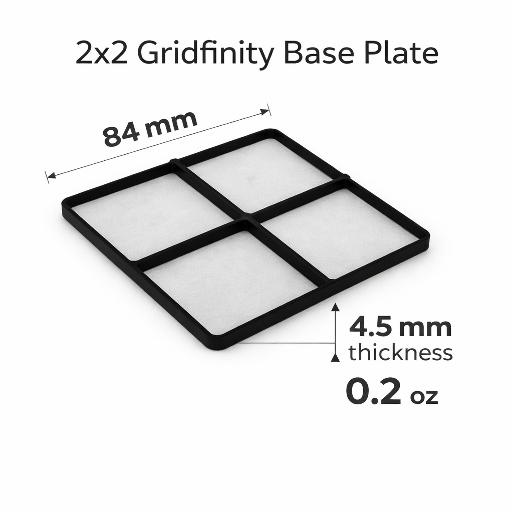 Gridfinity 2x2 Base Plate 84x84mm Modular Drawer Organizer Grid USA