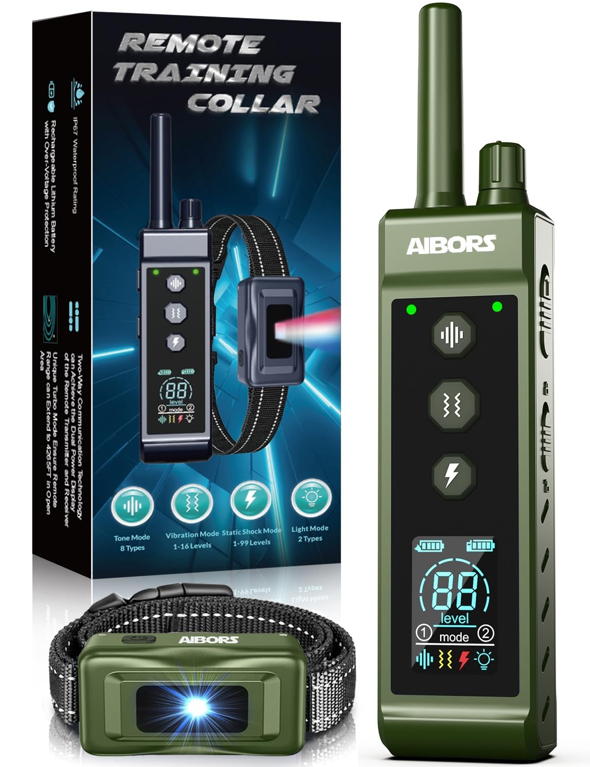 Collar De Choque Electrico Entrenamiento Para Perros Con Control Remoto 4300ft