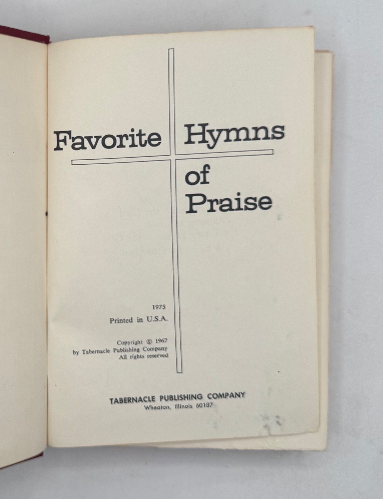 Favorite Hymns of Praise 1975 Tabernacle Publishing Wheaton IL Hardcover Hymnal