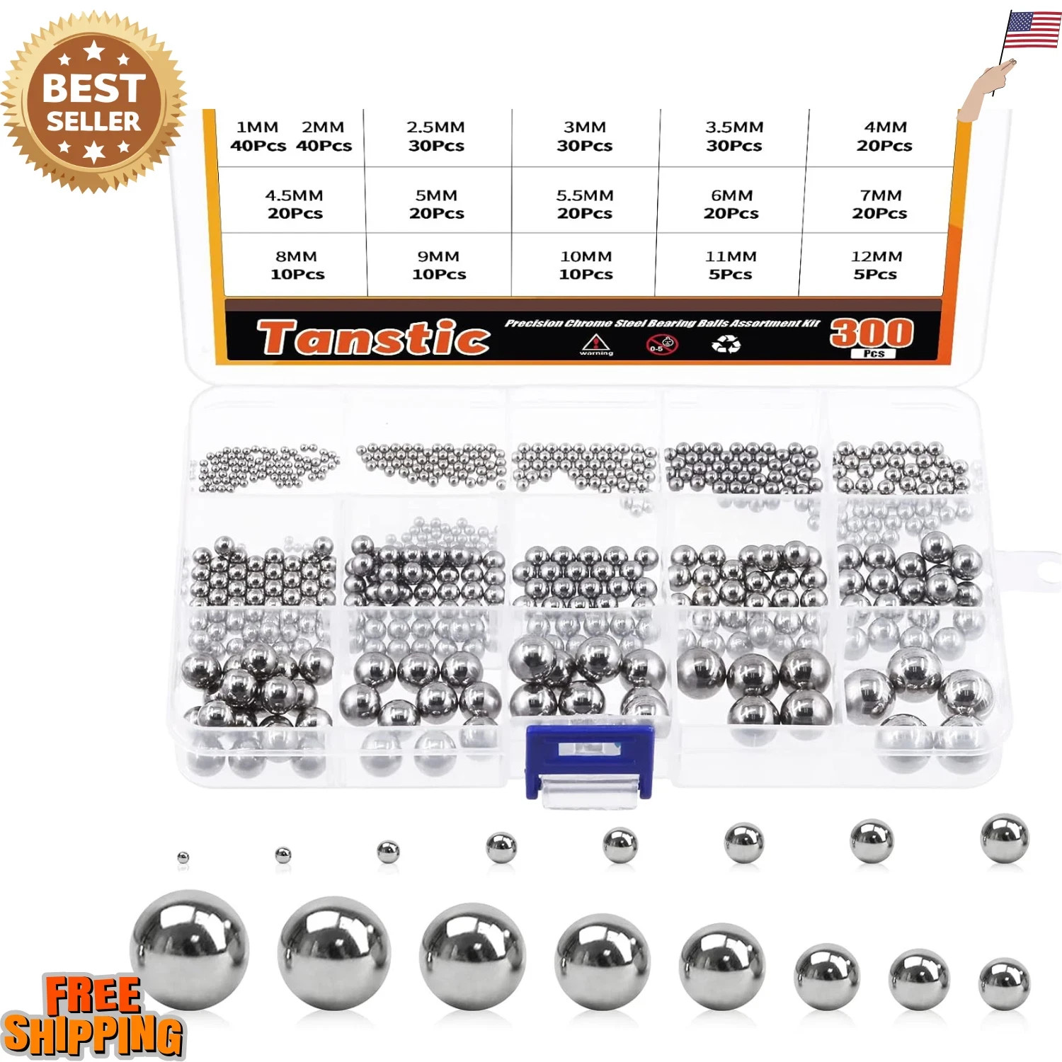 330 Pcs Metric Precision Chrome Steel Bearing Ball Assortment Kit 1mm 2mm 2.5mm