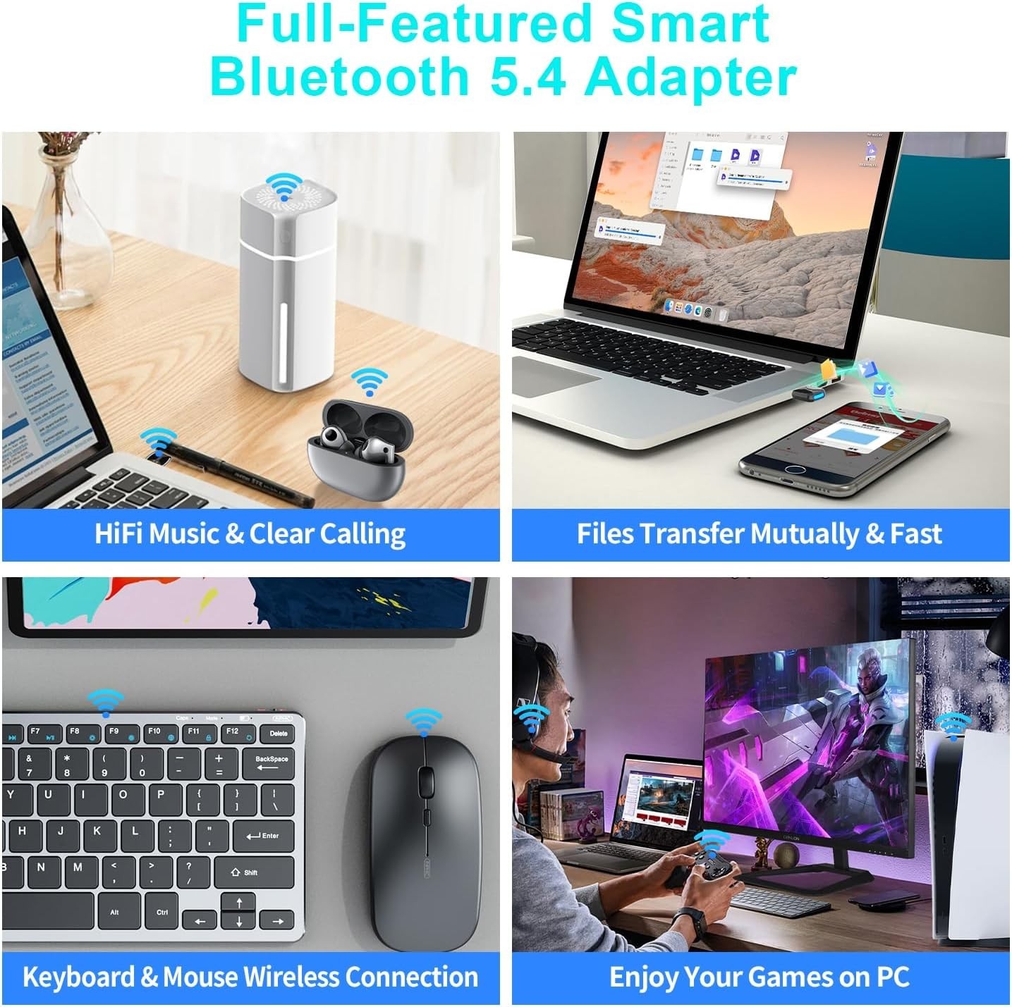 Enhanced Range Bluetooth 5.4 USB Dongle - Fast Connectivity for Wireless Devices