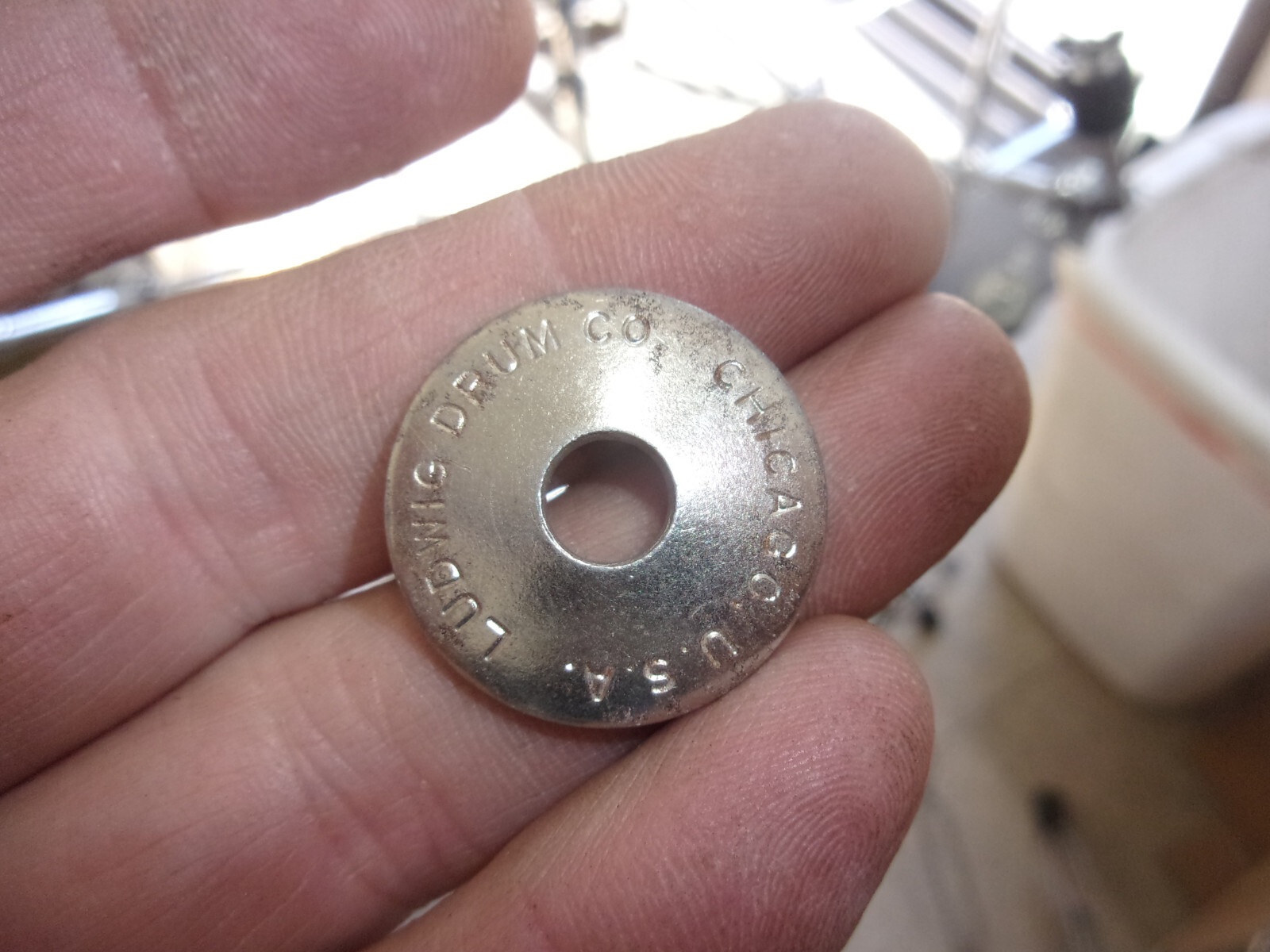 Ludwig Drum CO. LOGO Cymbal Stand Washer CHICAGO USA  Vintage some pitting