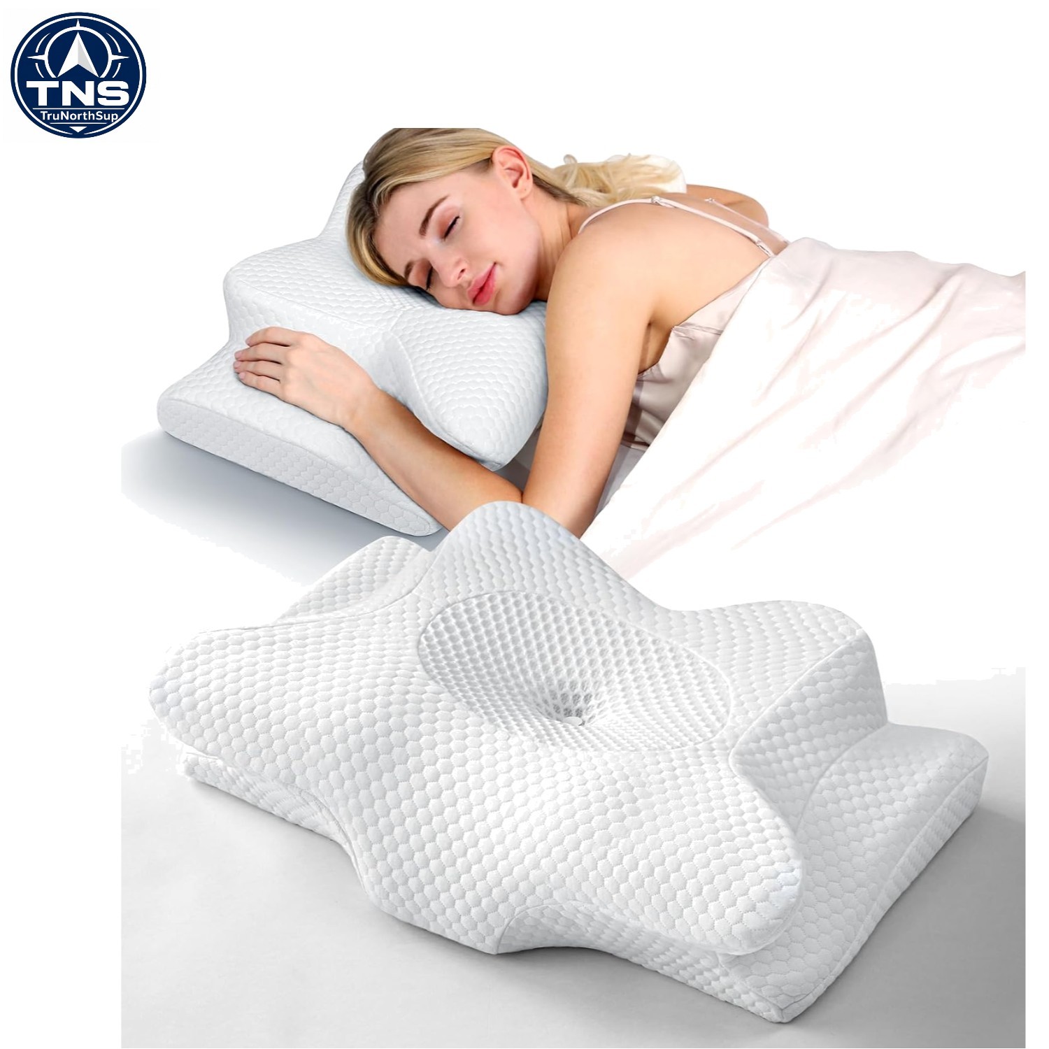 Neck Pillow for Pain Relief Cervical Sleep Support Memory Foam Orthopedic