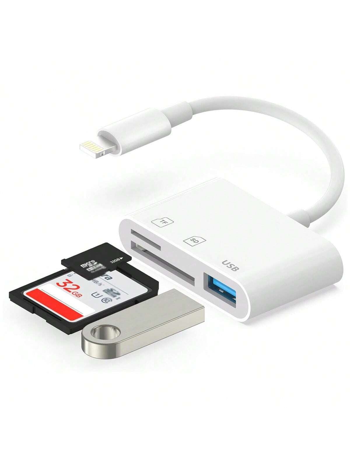 3-In-1 SD TF USB Card Reader With Lightning For iPhone iPad Laptop