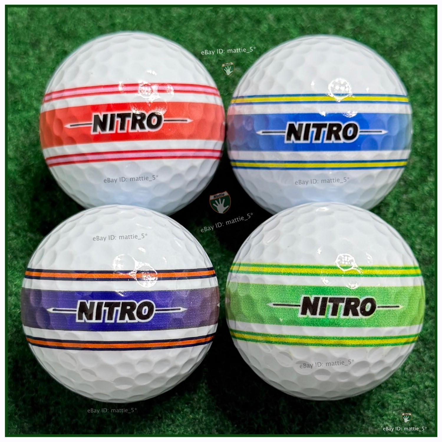 (4) New NITRO TRUE SPIN 360 STRIPE Golf Balls - 1 of Each Limited Edition Style