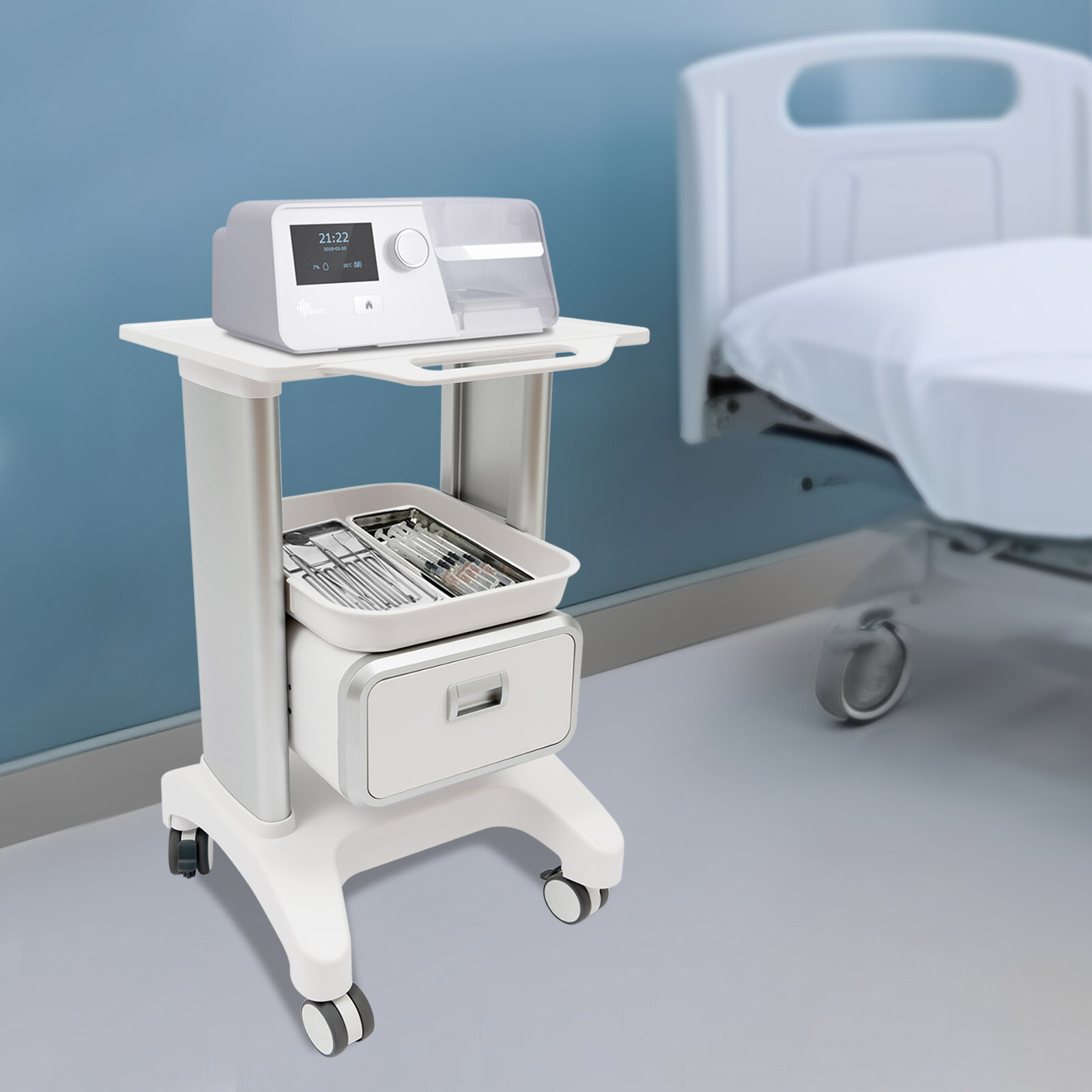 Medical Beauty Storage Carts Mobile Trolley Cart for Ultrasound Imaging Scanner