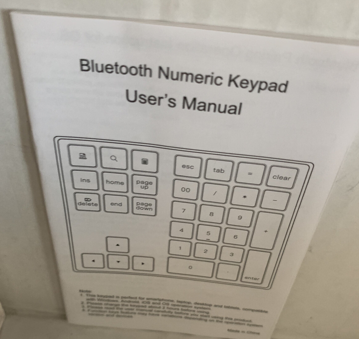 Bluetooth Numeric Keypad, 34-key