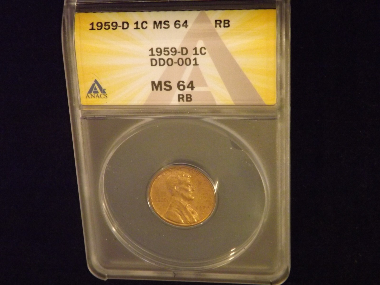 1959-D      Penny     DDO      ANACS   MS 64 RB
