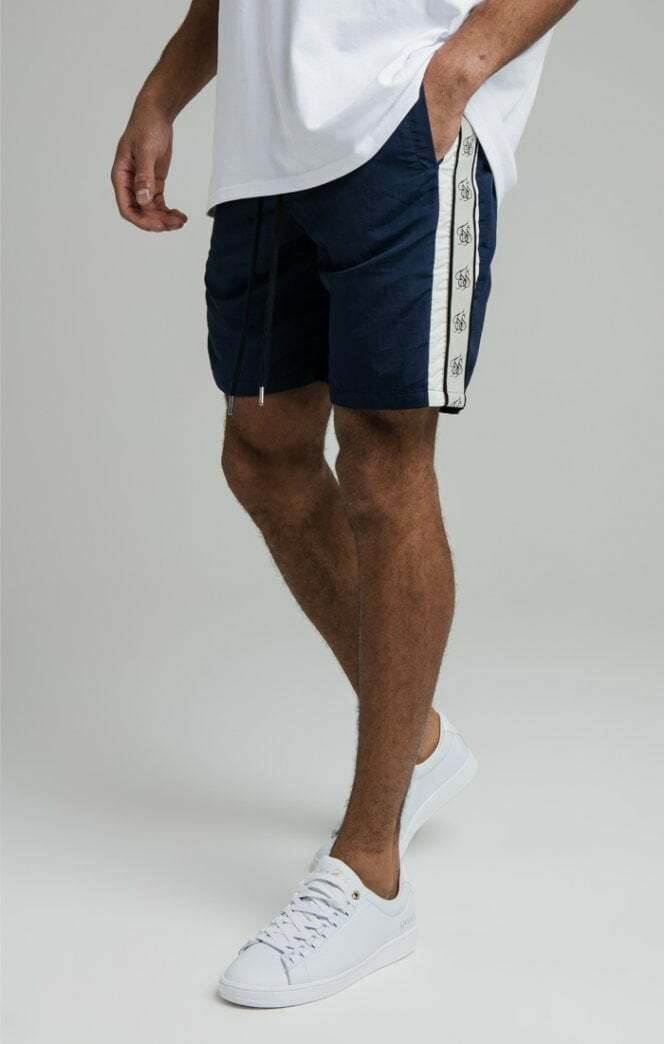 SikSilk Mens Navy Cali Tape Shorts Extra Small 28" Waist