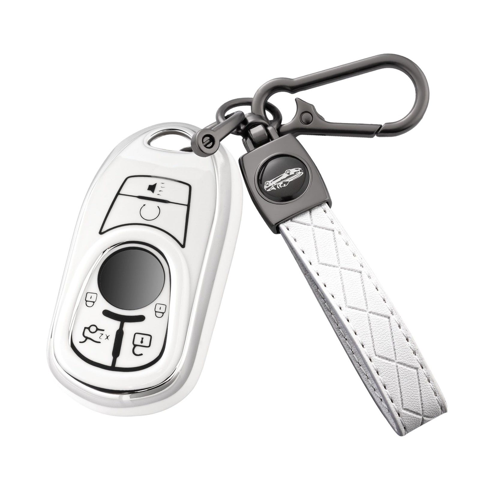 Key Fob Cover with Keychain for Buick Enclave 2018-2021 White