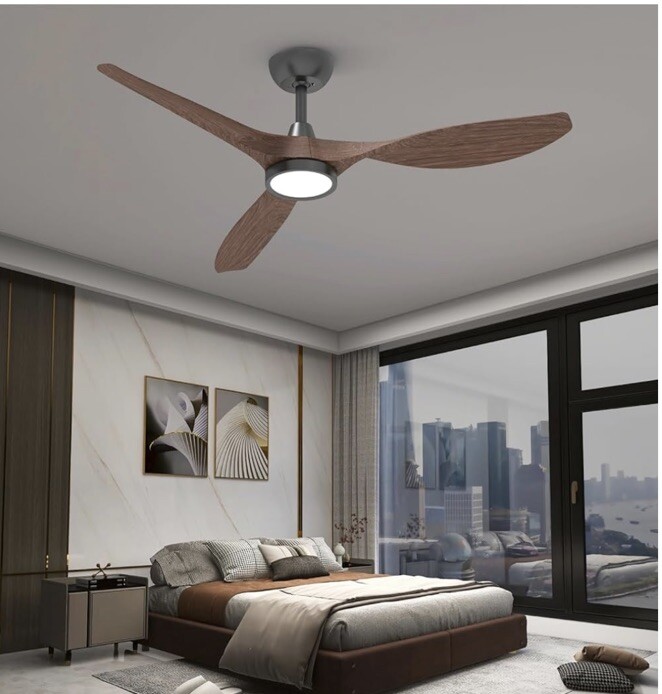Roomratv Ceiling Fans with Lights and Remote, Ceiling Fan 52 Inch Woodgrain