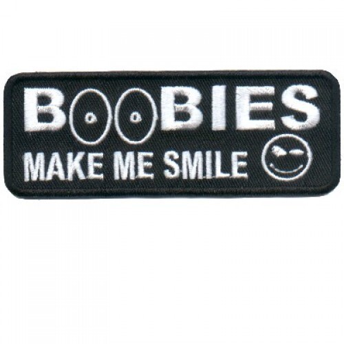 Boobies Make Me Smile FUNNY BIKER PATCH  Motorcycle harley Vest Jacket