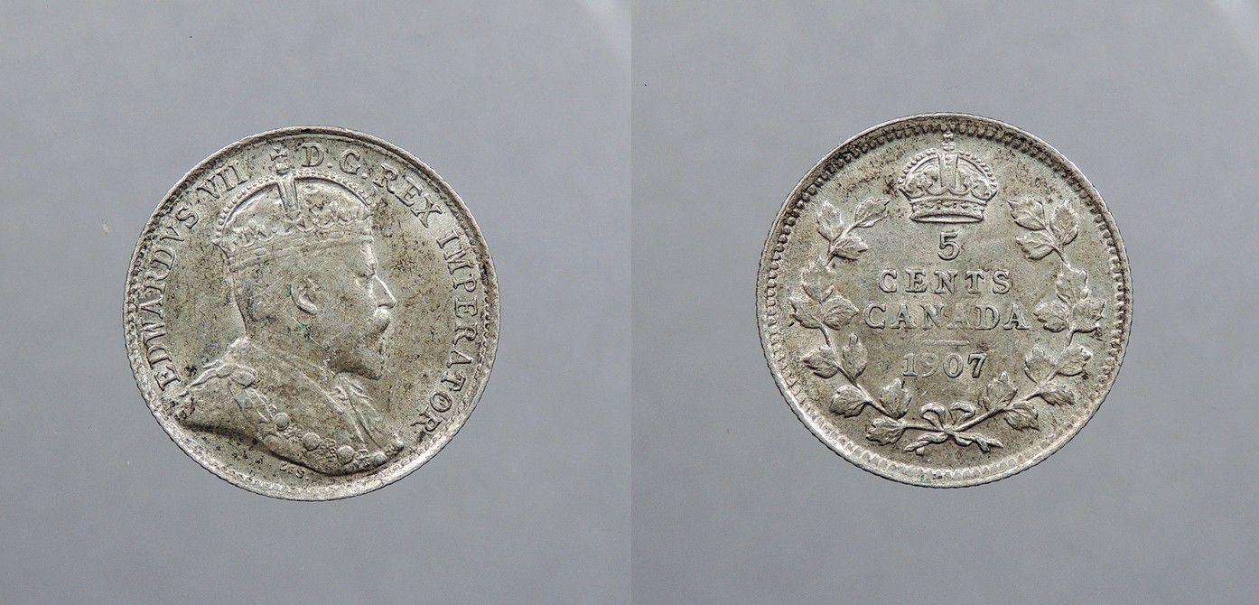 CANADA 1907 5 Cents Edward VII #WC106175