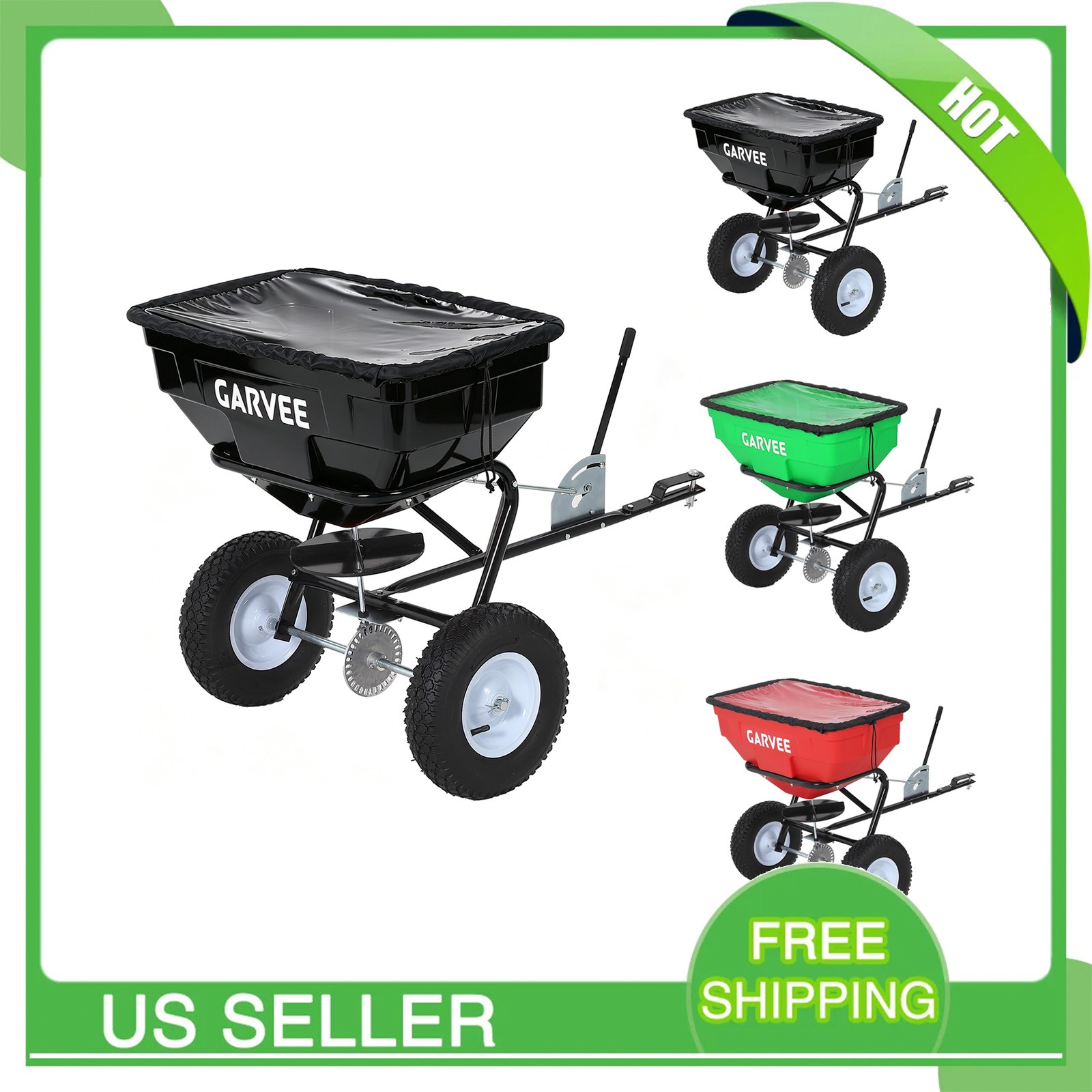 Heavy Duty Tow Behind Broadcast Spreader for Lawn & Garden 130LBS Capacity