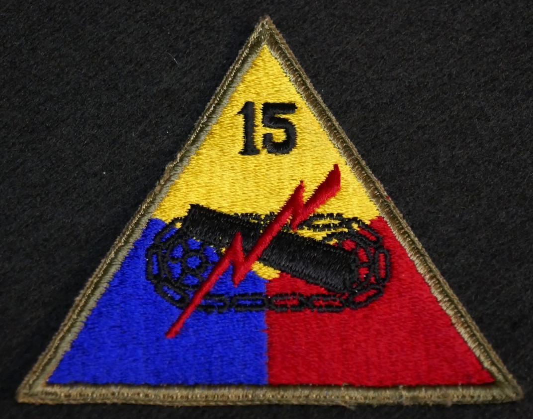 WW2 US Army 15th Armored Division Ghost Unit SSI Shoulder Patch Tanker Wartime
