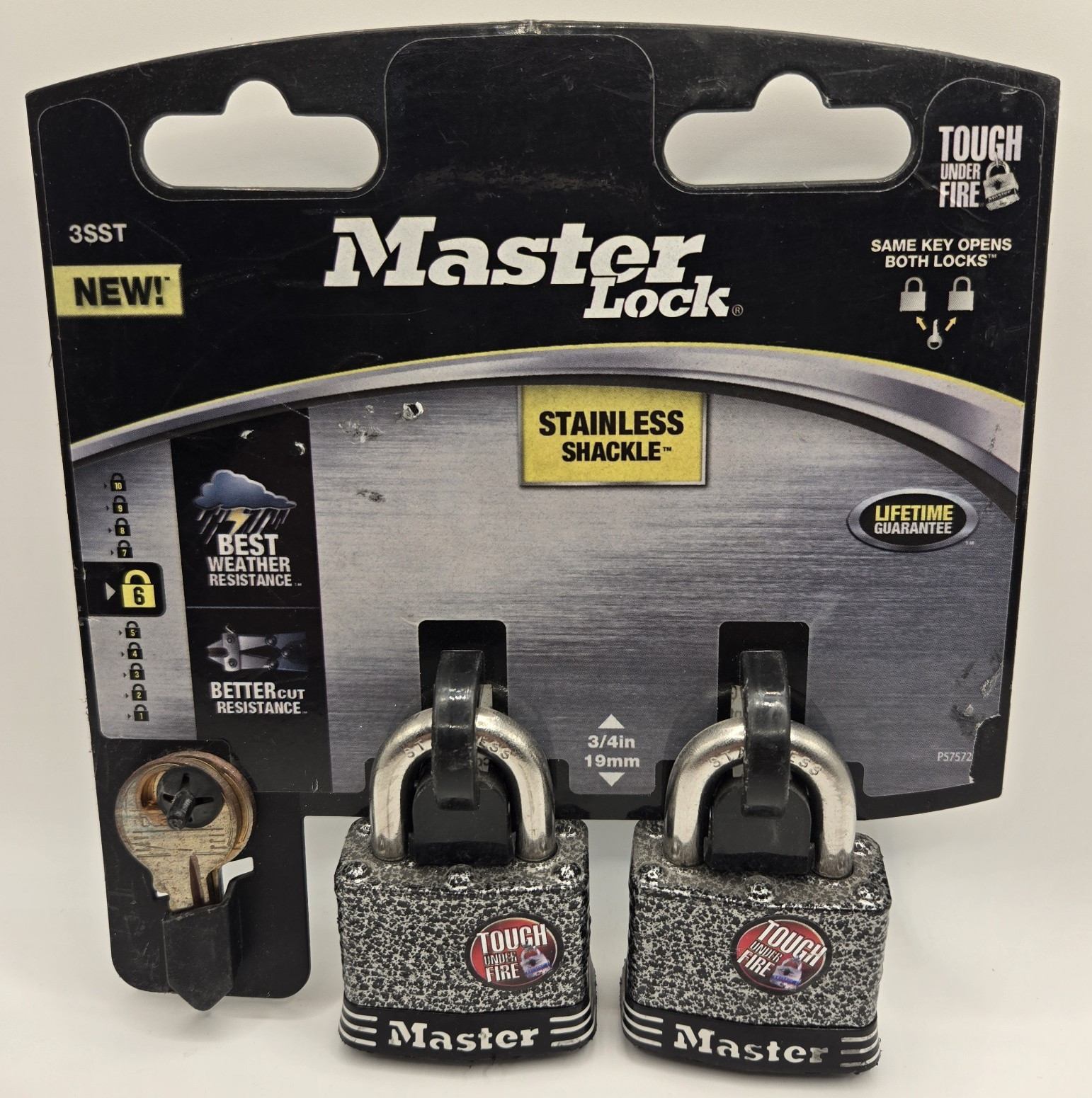 Master Lock 3SST 2-Pack Keyed Alike Padlocks, Stainless Steel Shackle