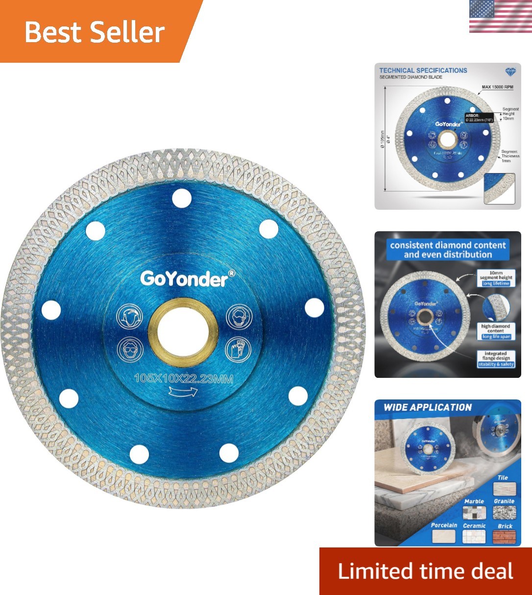 4 Inch Super Thin Diamond Tile Blade for Porcelain, Granite, and Marble Cuts