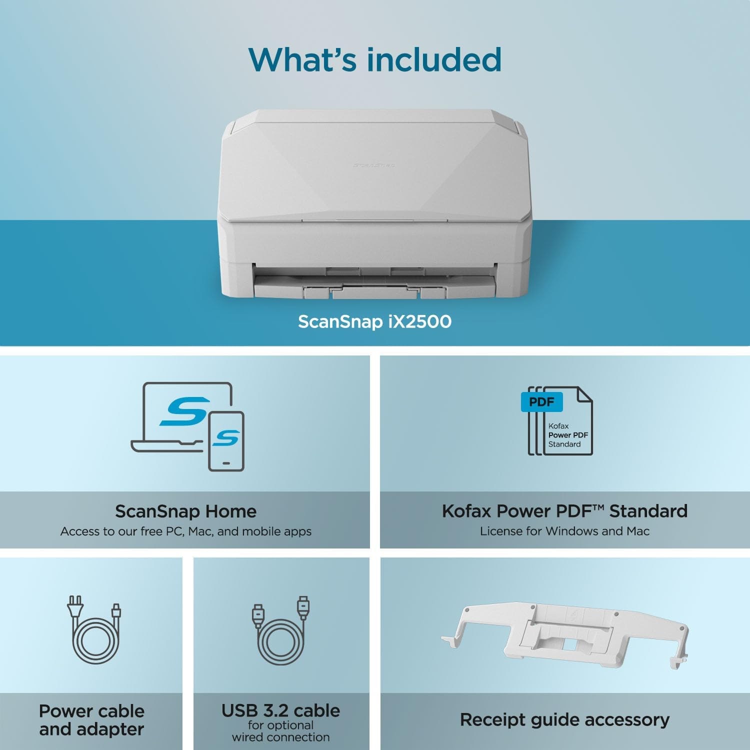 ScanSnap iX2500 Wireless High-Speed Document Scanner with ADF for Mac/PC