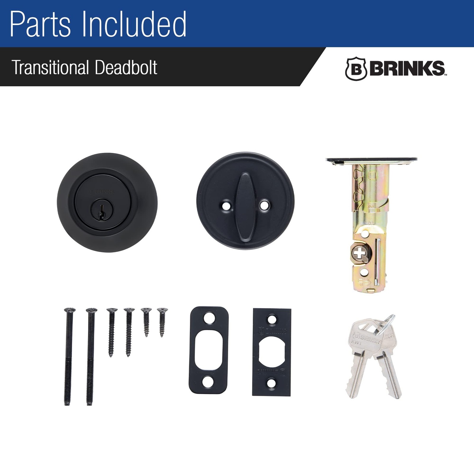 BRINKS Transitional Single Cylinder Deadbolt Lock, Door Lock Built for Reside...