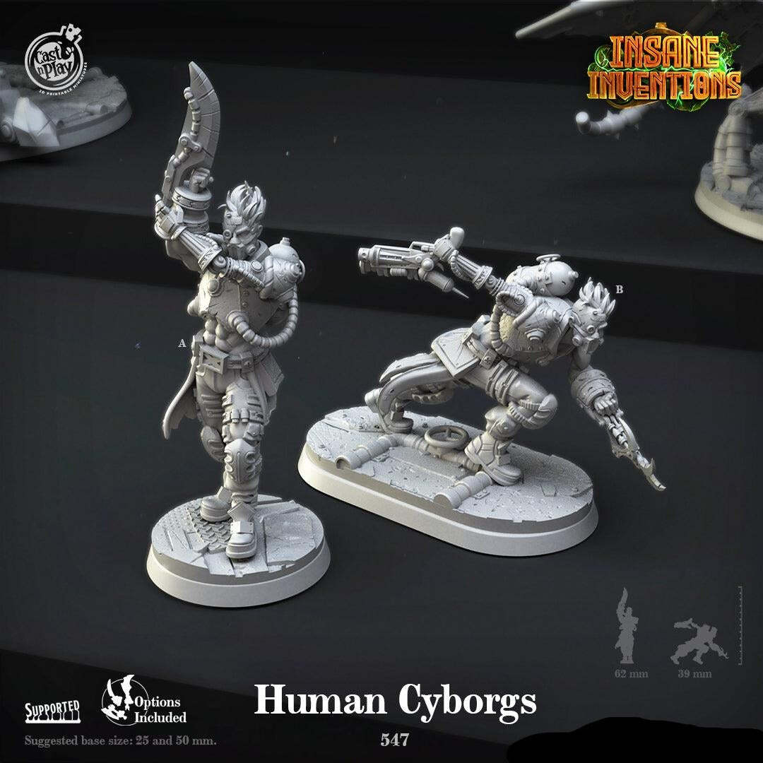 3D Printed Cast n Play Human Cyborgs Set Insane Inventions 28mm 32mm D&D