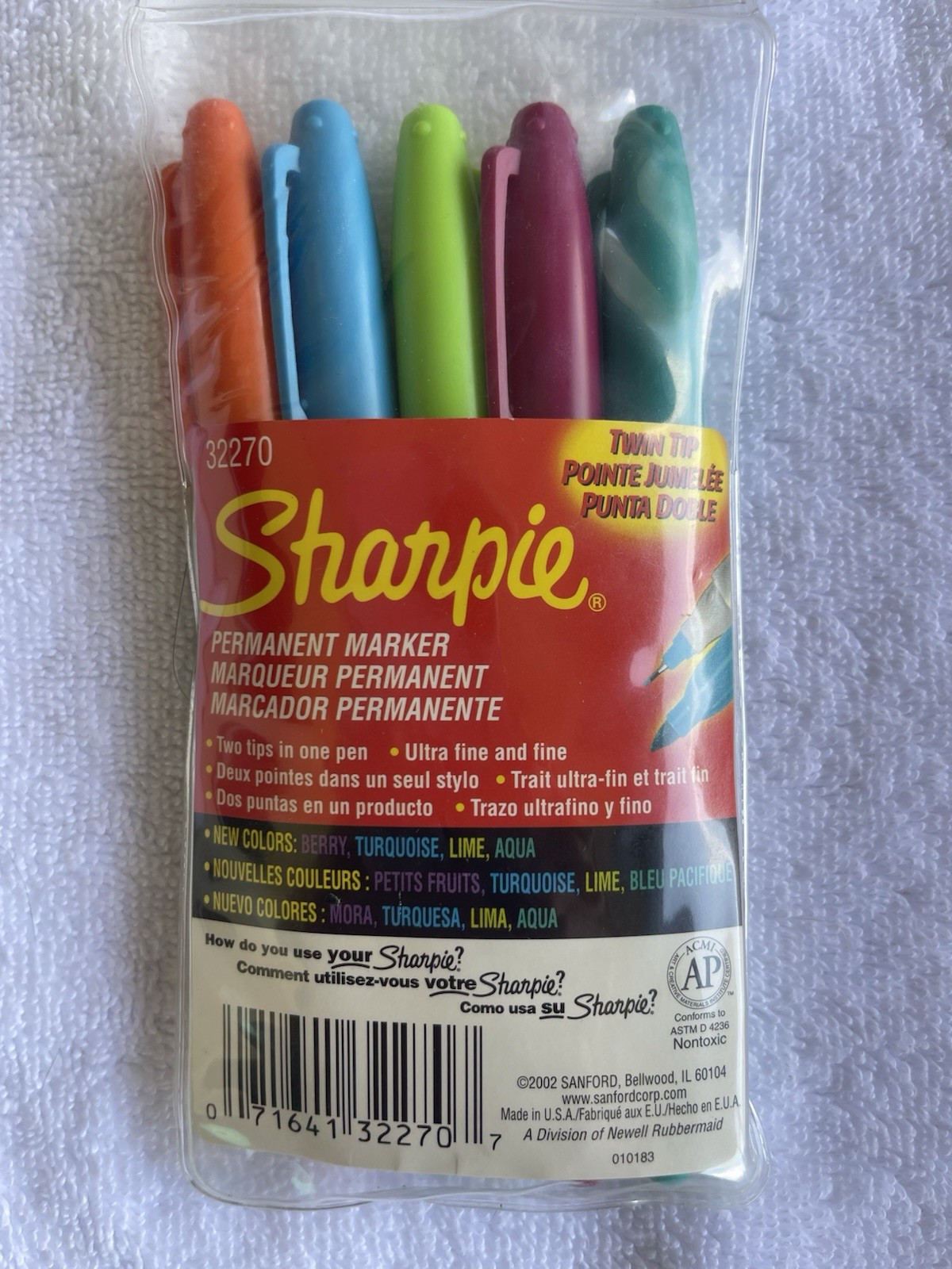 Sharpie Twin Tip Markers, Lot of 5, Ultra Fine/Fine Tip, NOS, Vintage 2002