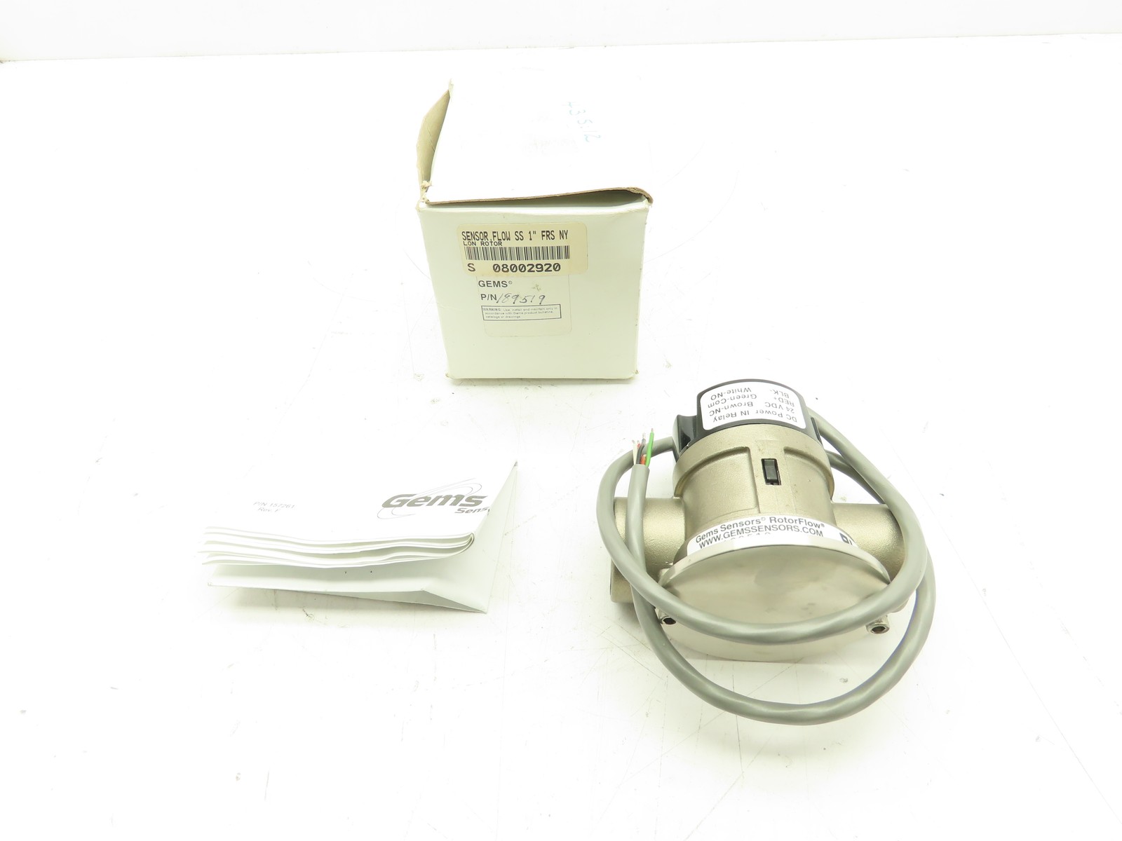 Gems Sensors 189519 RotorFlow Flow Monitor Sensor 24VDC 1"NPT RFS 2500 Stainless