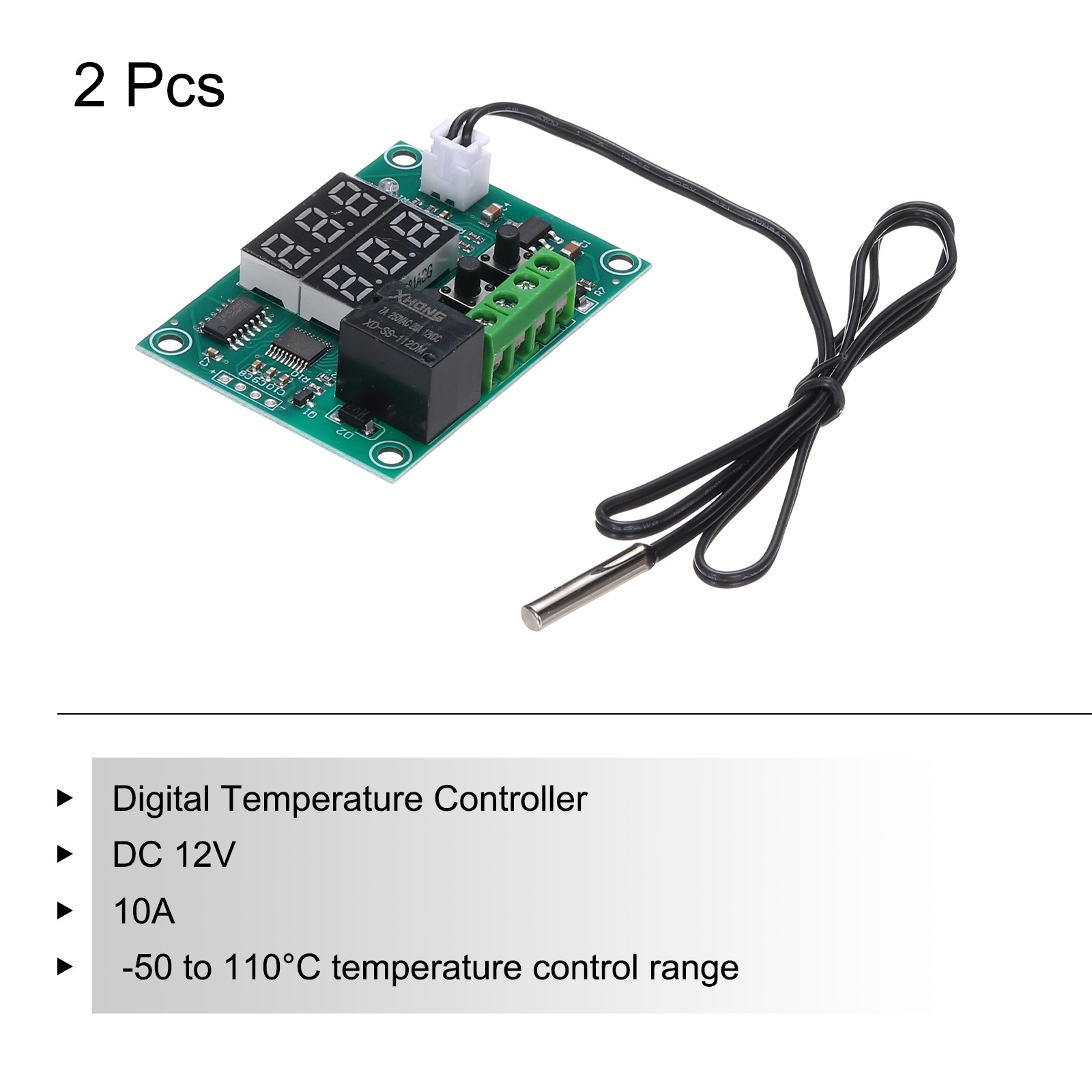 2 Pack XH-W1219 10A DC 12V Digital LED Temperature Controller Module