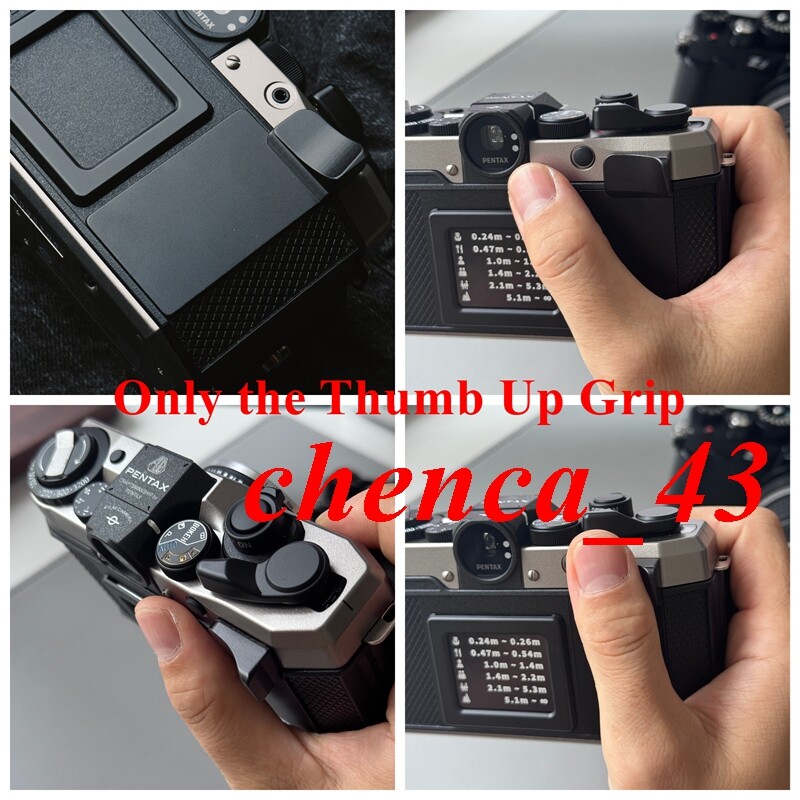 Black Thumb Up Grip for Pentax 17 Camera Support Aluminum Handle 3m Sticker Grip
