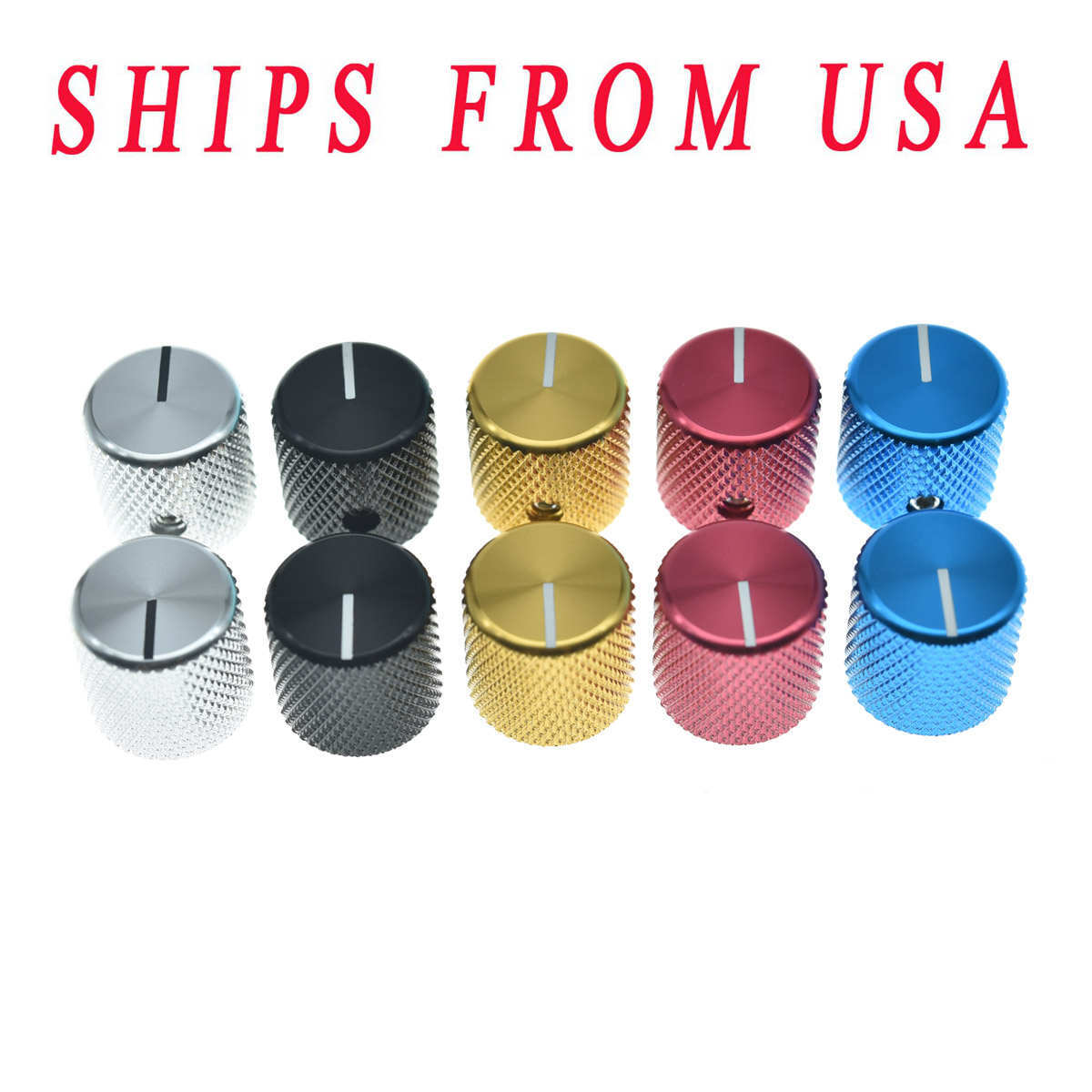 2pcs Metal Guitar Bass Knobs 1/4" Pots Knobs w/ Indicator for Fender Tele/P Bass