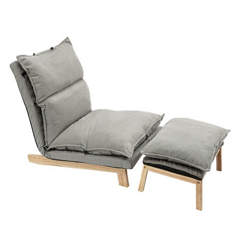 Grey Lounge Chair Single Lazy Sofa Leisure Balcony Adjustable Recliner USA